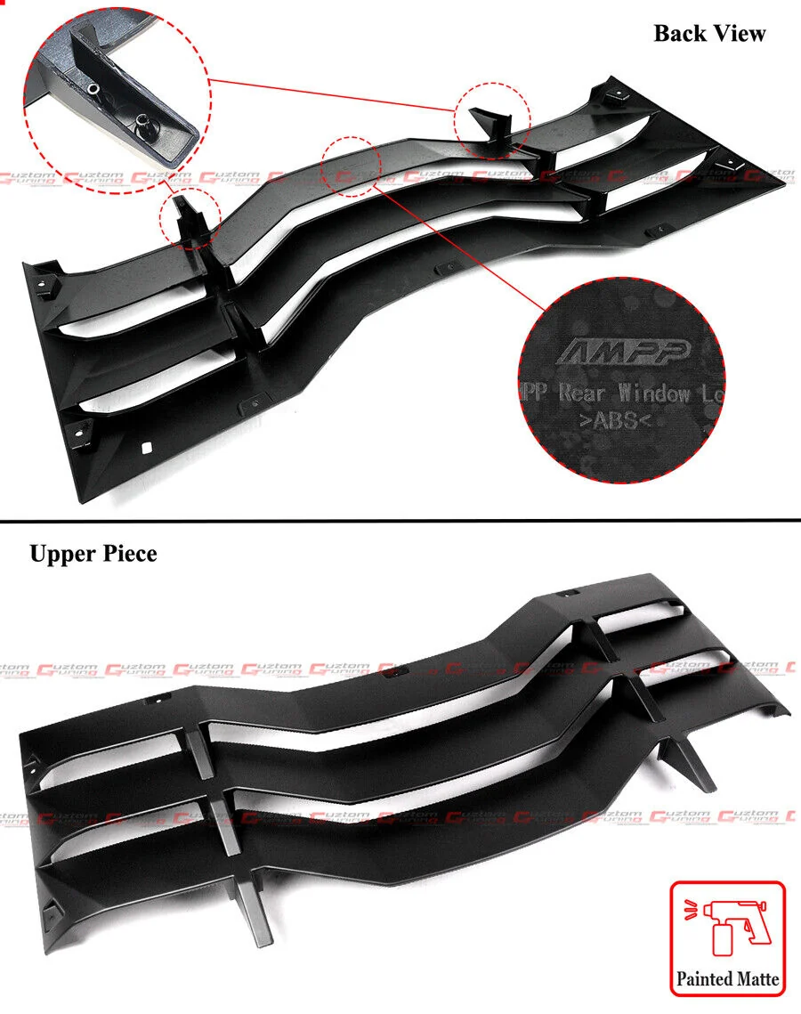 For 2024-2025 Ford Mustang Coupe Matte Black Rear Window Windshield Louver Cover - Image 3