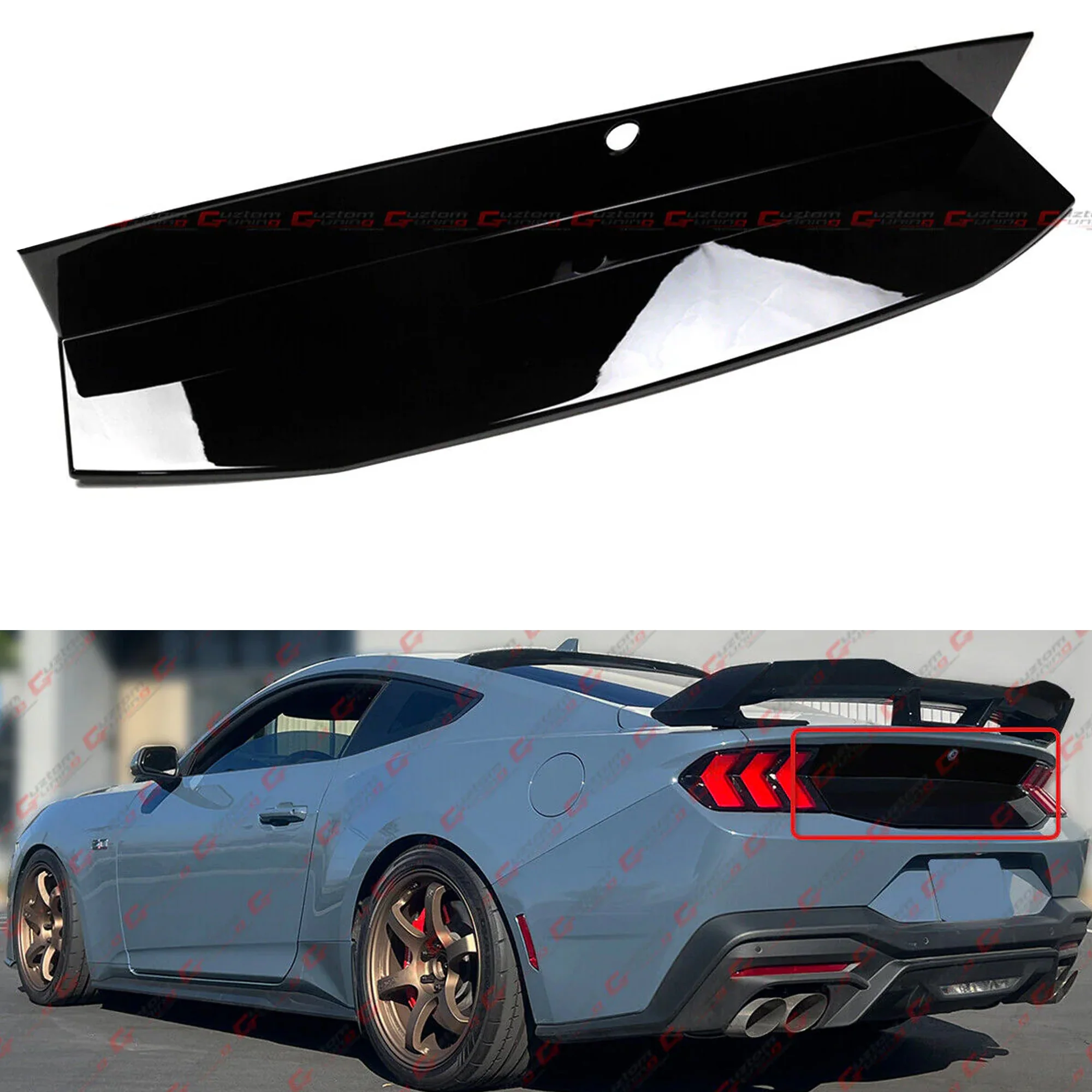 For 2024-2025 Ford Mustang GT DH S650 Gloss Black Rear Trunk Decklid Panel Cover Trim