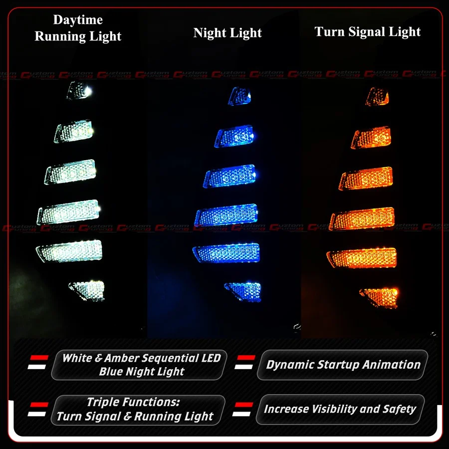For 2024-2025 Nissan Sentra V2 Tri-Color LED DRL Sequential Day Time Running Light - Image 2