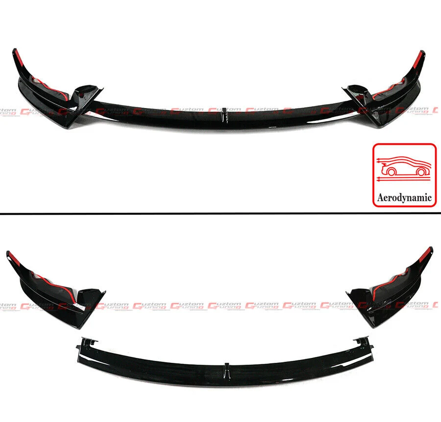 For 2024-2025 Tesla Model 3 Highland AD Winglet Style Gloss Black Front Lip Splitter - Image 2