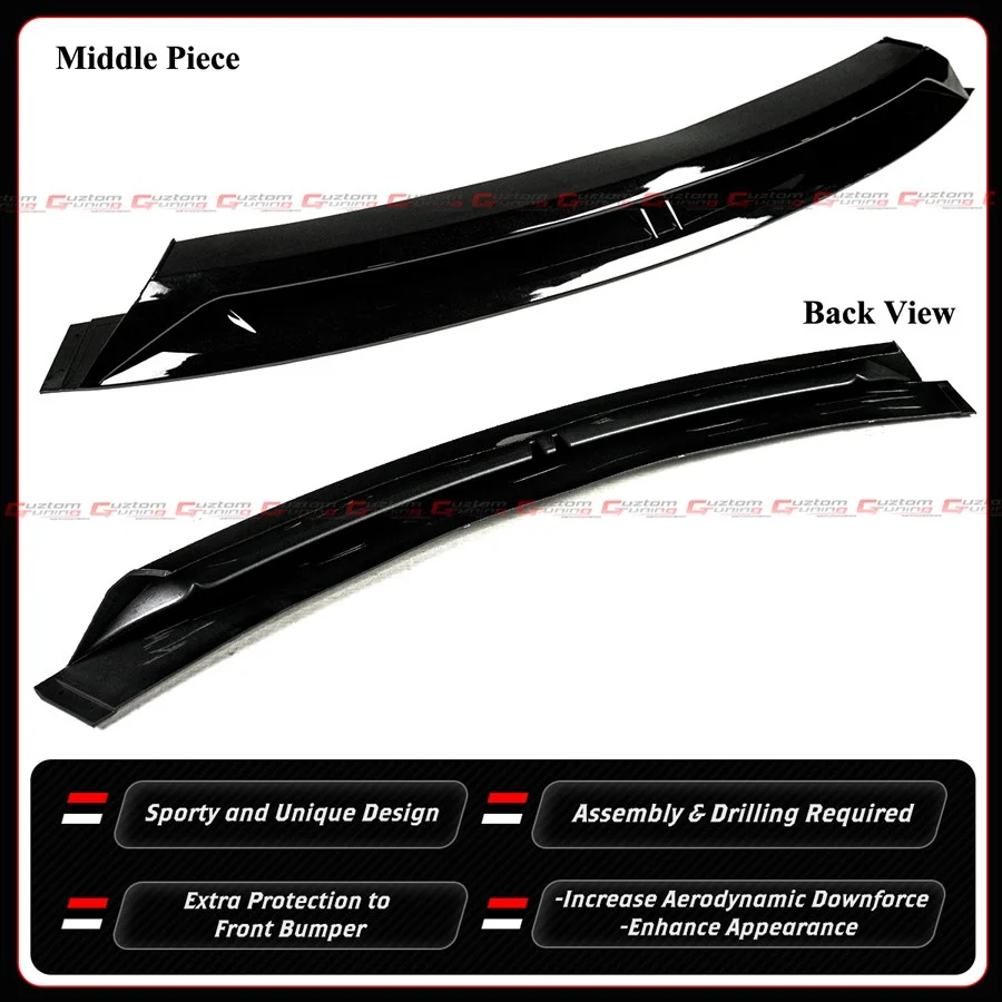 For 2024-2025 Tesla Model 3 Highland MC Design Gloss Black Front Bumper Lip Splitter - Image 5