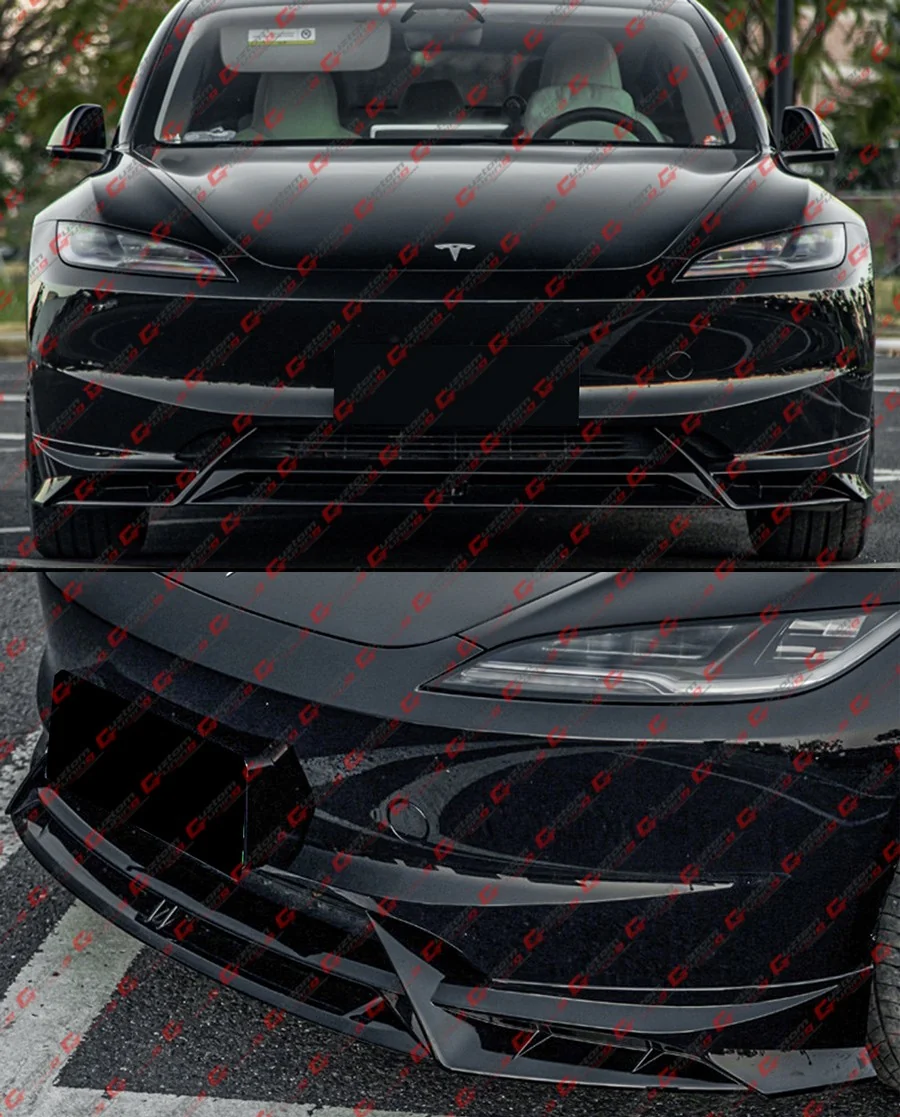 For 2024-2025 Tesla Model 3 Highland MC Design Gloss Black Front Bumper Lip Splitter - Image 8