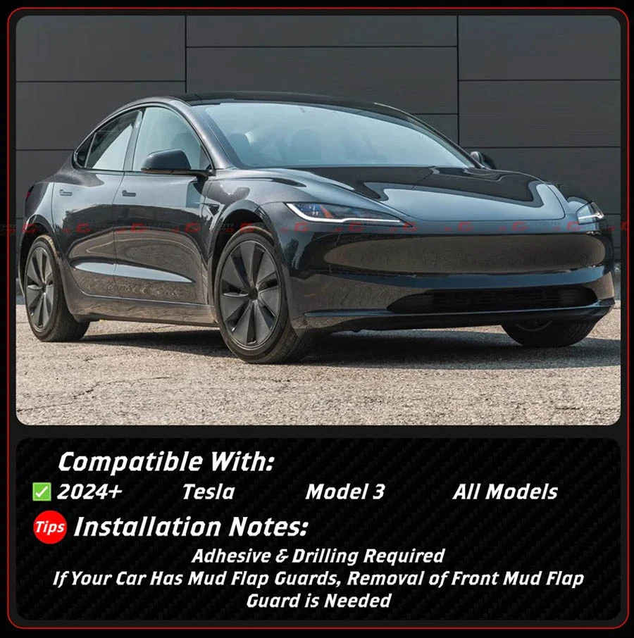 For 2024-2025 Tesla Model 3 Highland MC Design Gloss Black Side Skirt Extension - Image 3