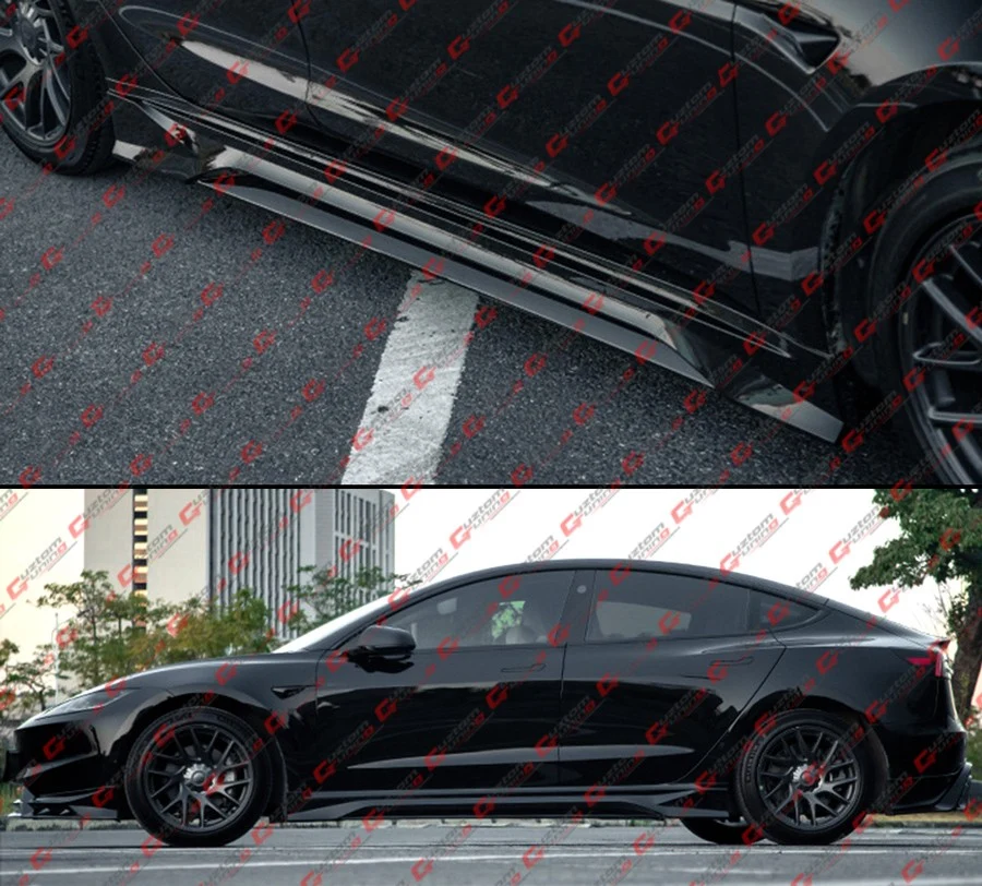 For 2024-2025 Tesla Model 3 Highland MC Design Gloss Black Side Skirt Extension - Image 7