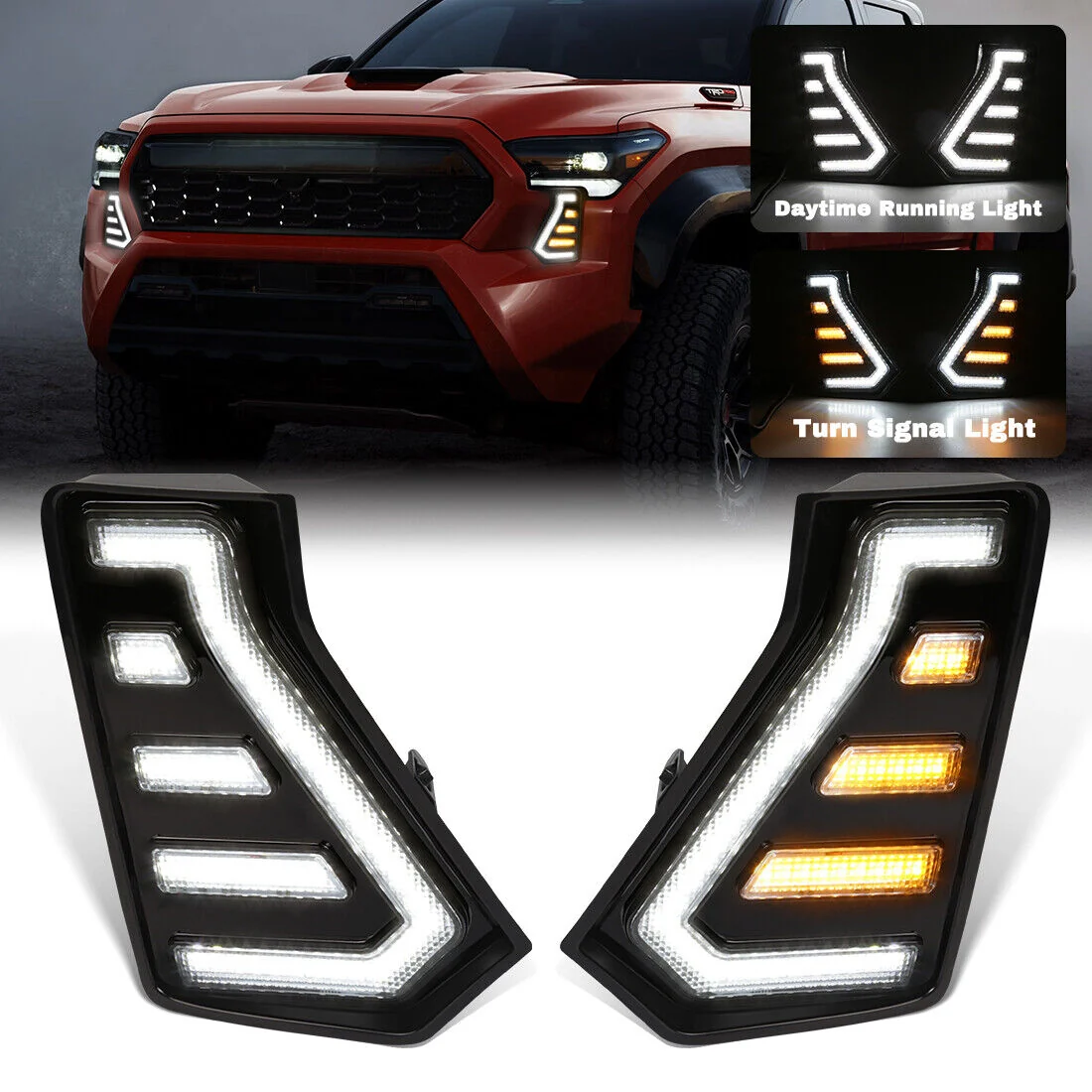 For 2024-2026+ Toyota Tacoma LED DRL Daytime Running Light Turn Signal Fog Lamp