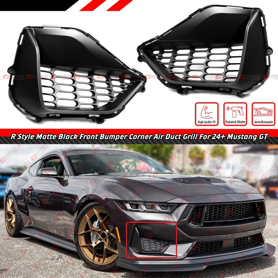 For 2024-2026 Ford Mustang GT Matt Black R Style Front Bumper Air Duct Replacement