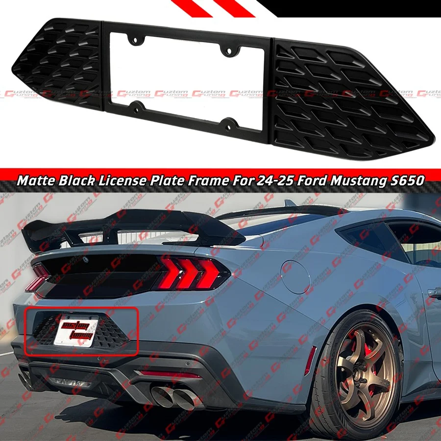 For 2024-2026 Ford Mustang S650 Matt Black Rear License Plate Frame Holder Panel - Image 2