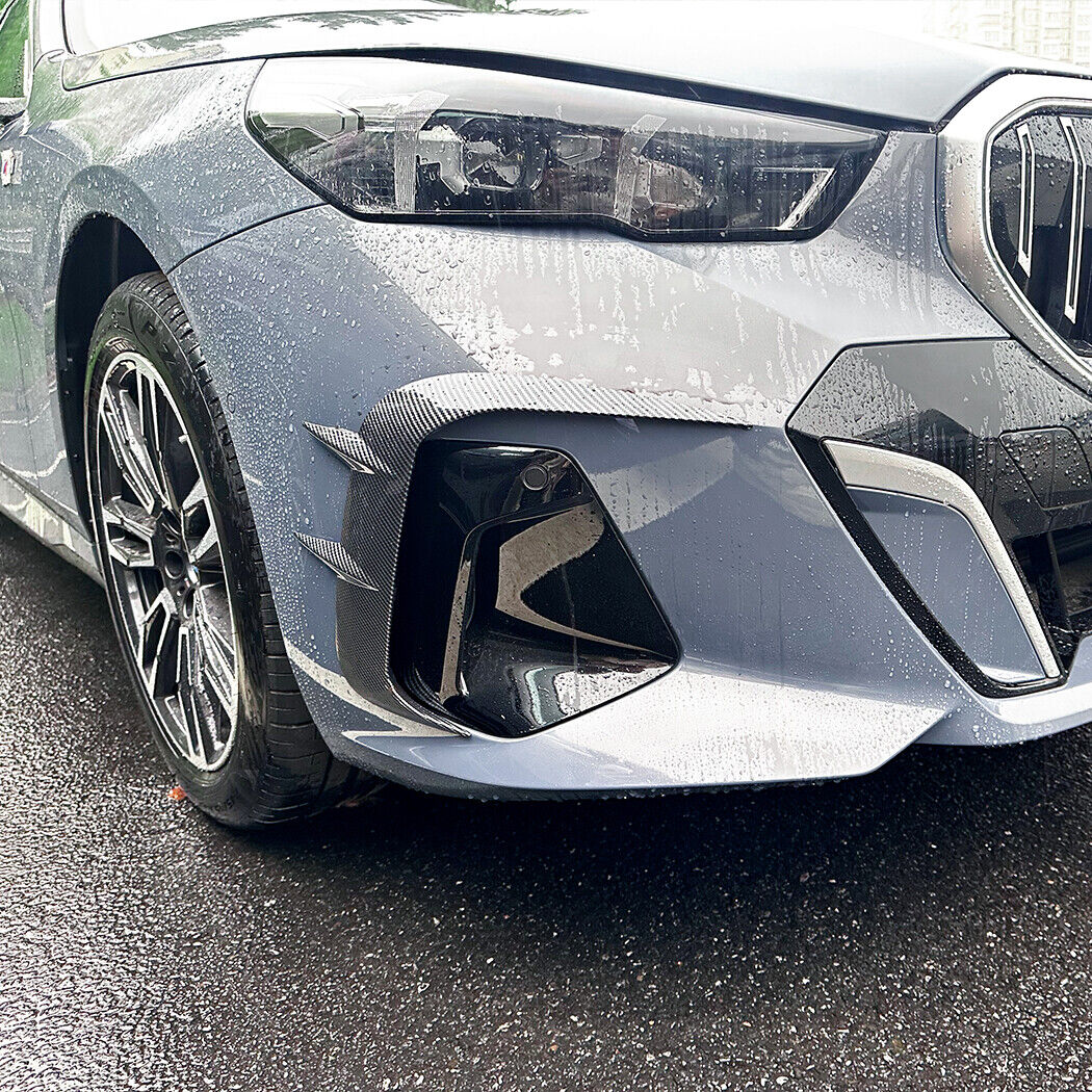 For 2024-2026 BMW 5 Sereies G60 M-Sport Front Bumper Side Blade Canards Splitter Carbon Style - Image 3