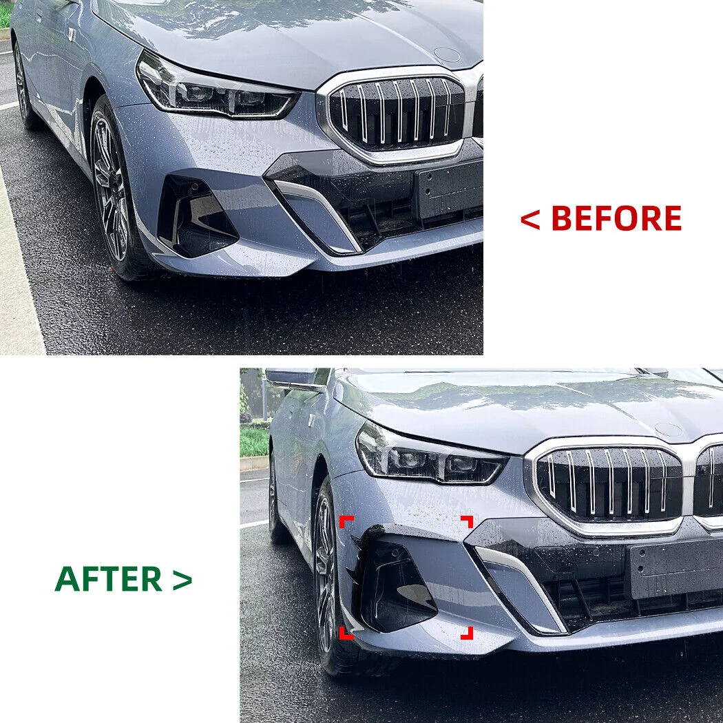 For 2024-2026 BMW 5 Sereies G60 M-Sport Front Bumper Side Blade Canards Splitter Carbon Style - Image 6