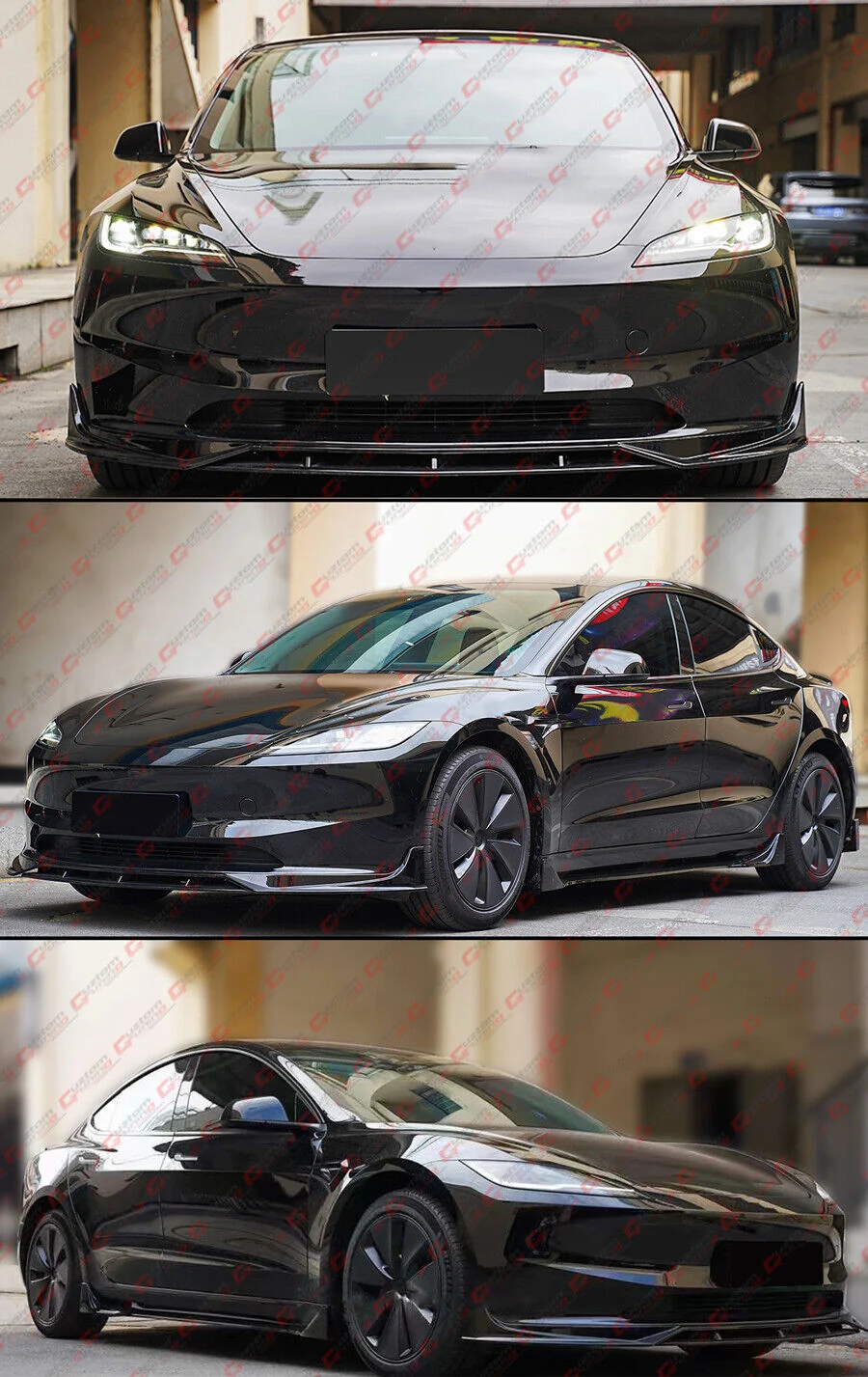 For 2024+ Tesla Model 3 Highland Gloss Black Front Lip Spoiler - Image 6