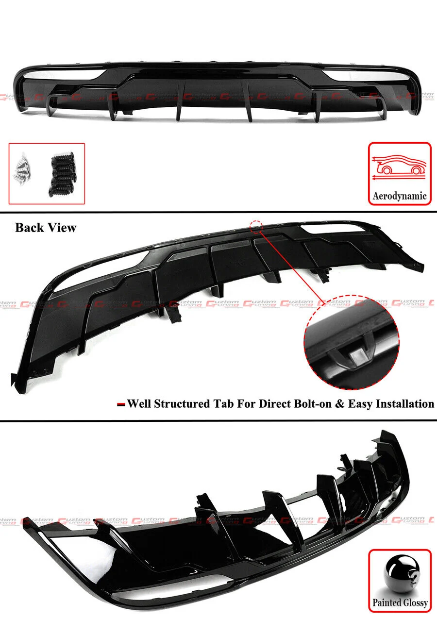 For 2024-2026 Tesla Model 3 Highland V Style Gloss Black Rear Bumper Diffuser Kit - Image 2