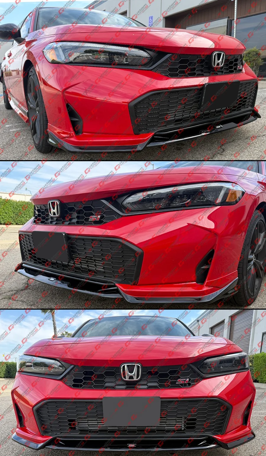 For 2025-2026 Honda Civic 11.5th Rallye Red Black Front Bumper Lip Splitter - Image 10