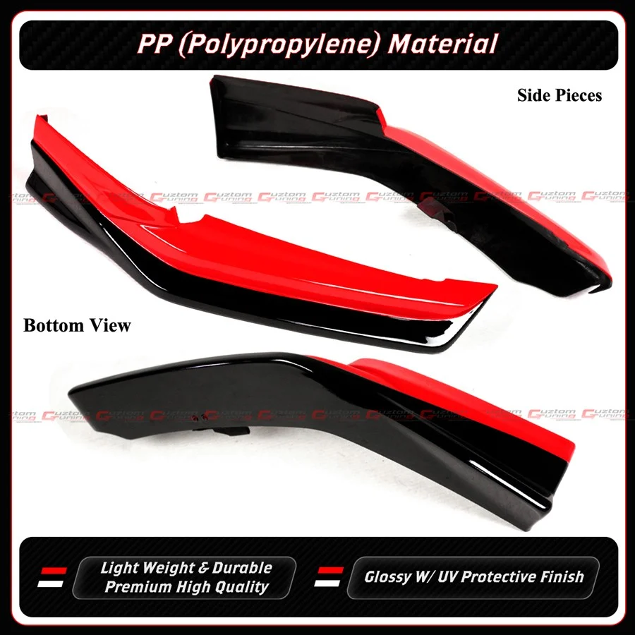 For 2025-2026 Honda Civic 11.5th Rallye Red Black Front Bumper Lip Splitter - Image 6