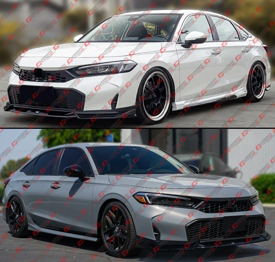 For 2025-2026 Honda Civic GF Bodykit Gloss Black Pearl Front Bumper Lip Splitter - Image 8