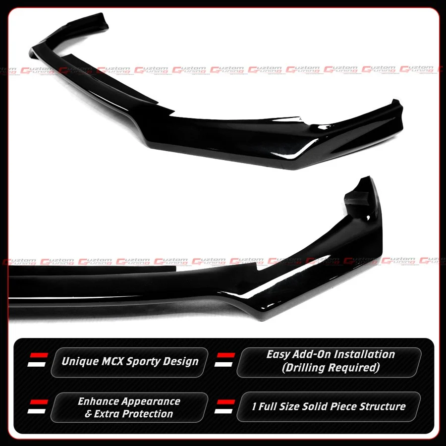 For 2025-2026 Honda Civic 11th M Style Gloss Black 1PC Front Bumper Lip Spoiler - Image 5