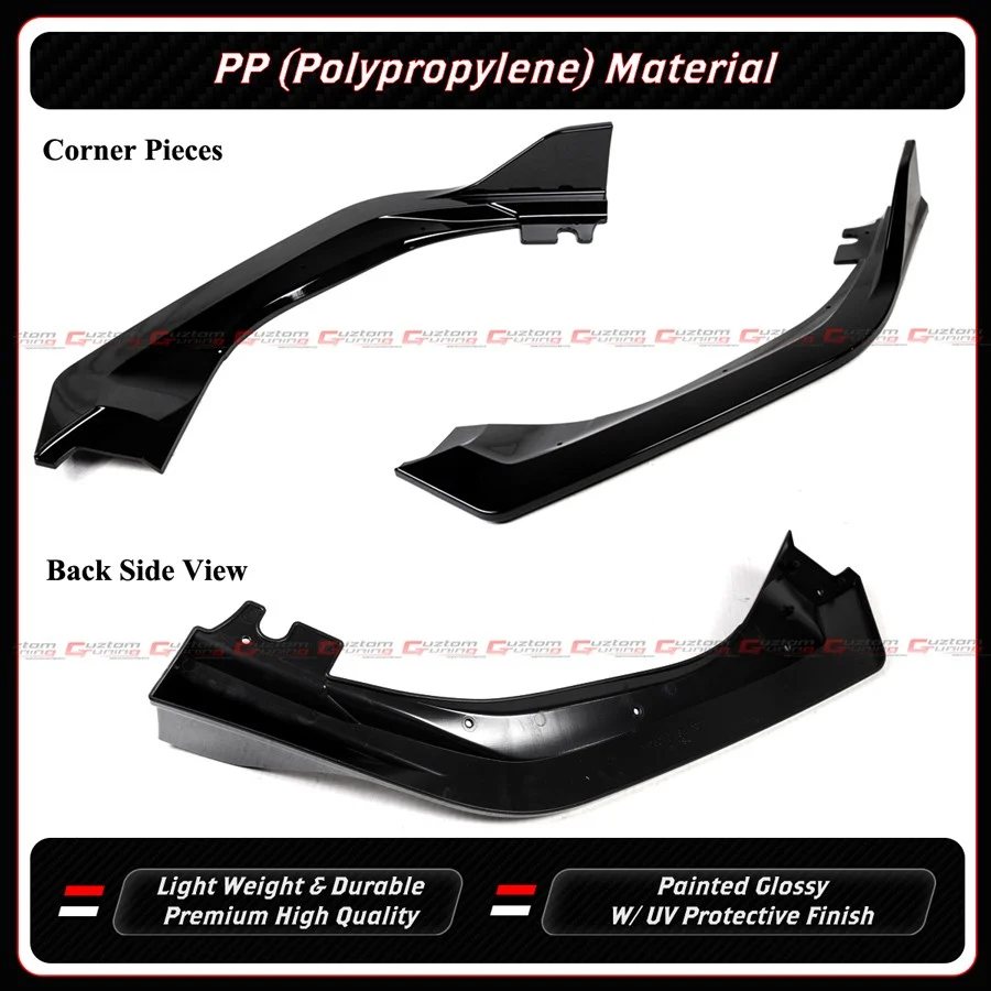 For 2025-2026 Honda Civic Sedan Hatchback V2 Gloss Black Front Bumper Lip Splitter - Image 6