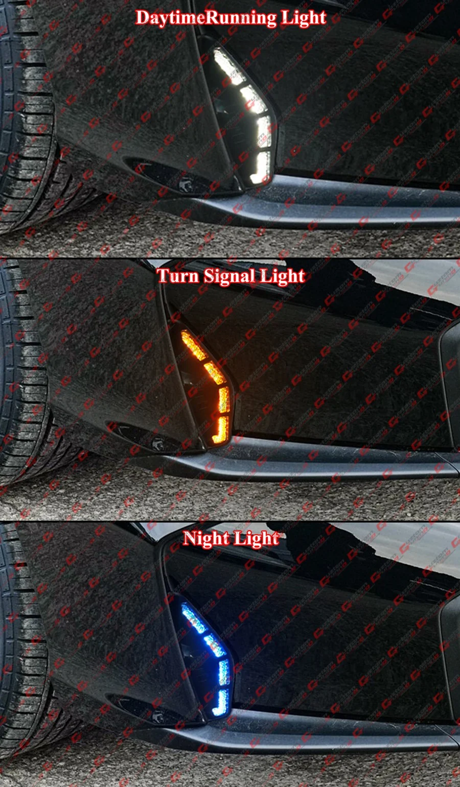 For 2025-2026 Honda Civic V2 Front Bumper Sequential DRL Daytime Running LED Light - Image 7