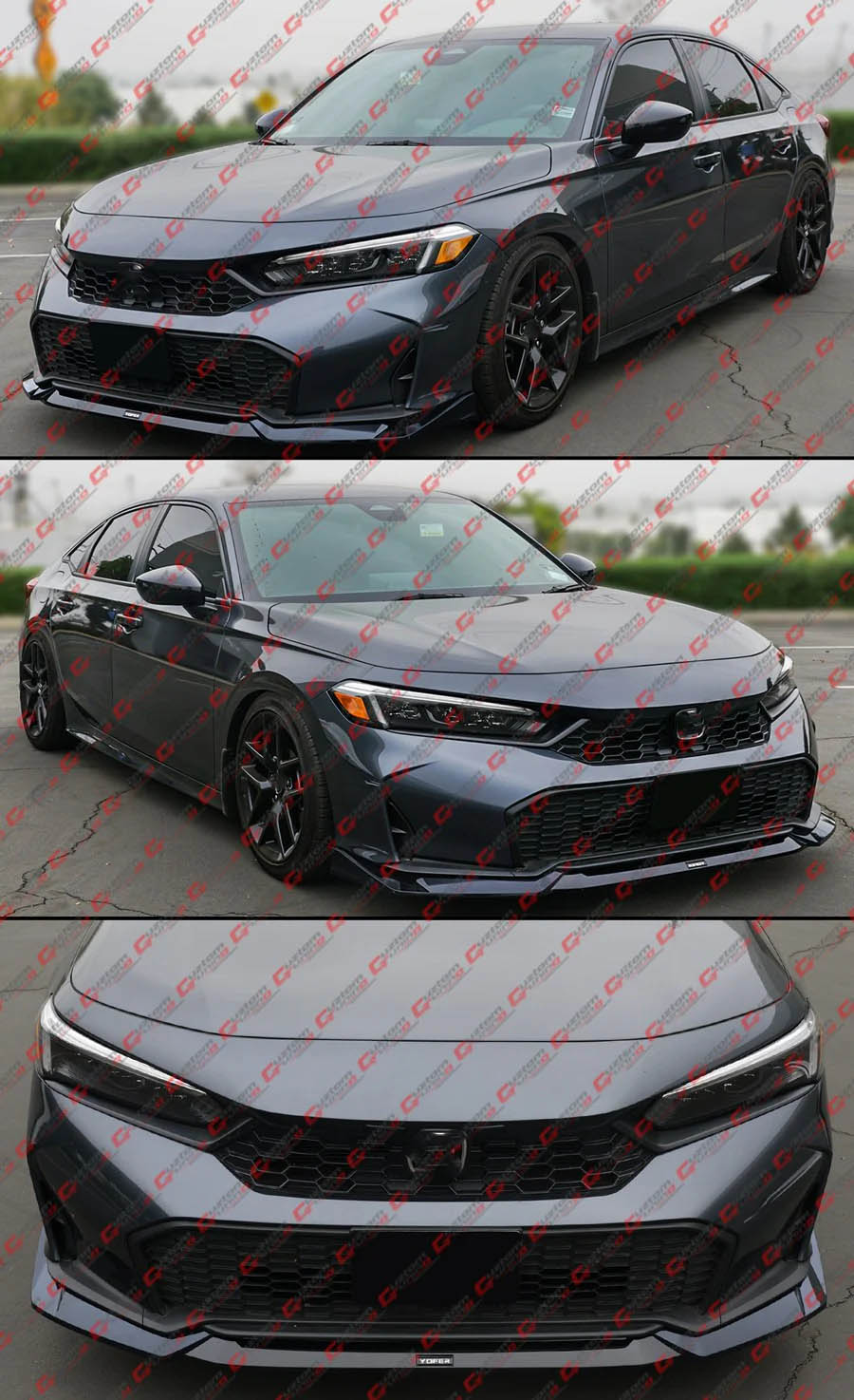 For 2025-2026 Honda Civic Yofer Meteorite Gray Metallic Front Bumper Lip Splitter - Image 9