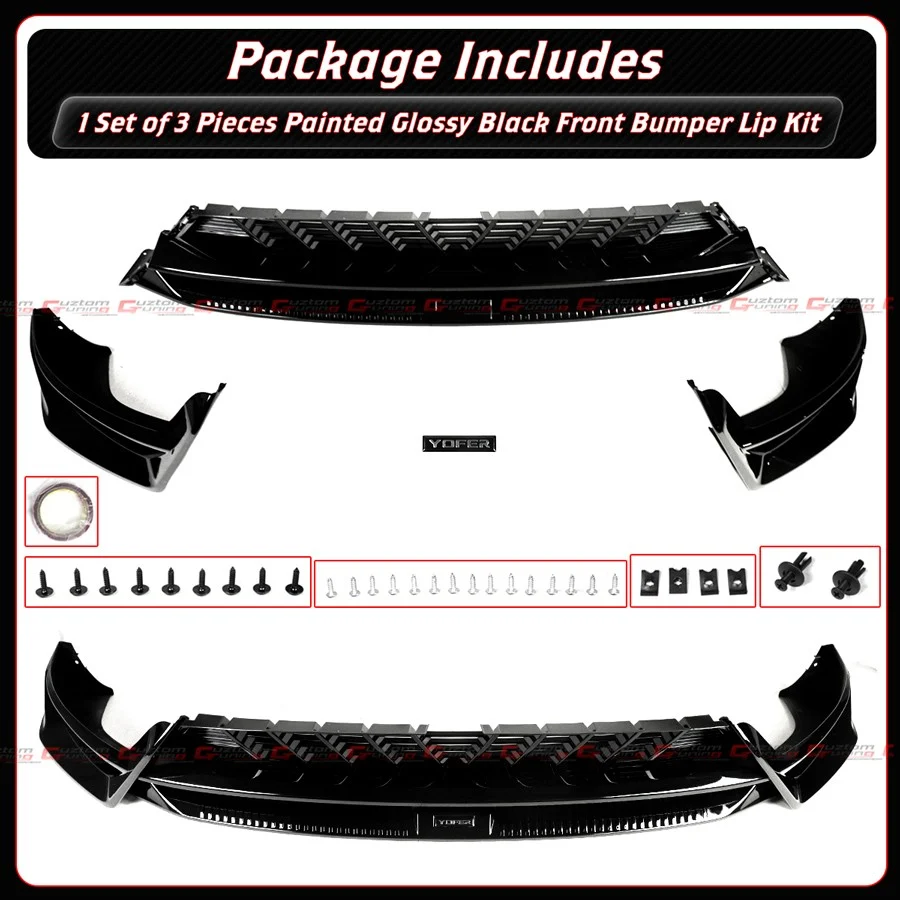 For 2025-2026 Tesla Model Y Juniper Gloss Black Front Bumper Lip Kit By Yofer - Image 6