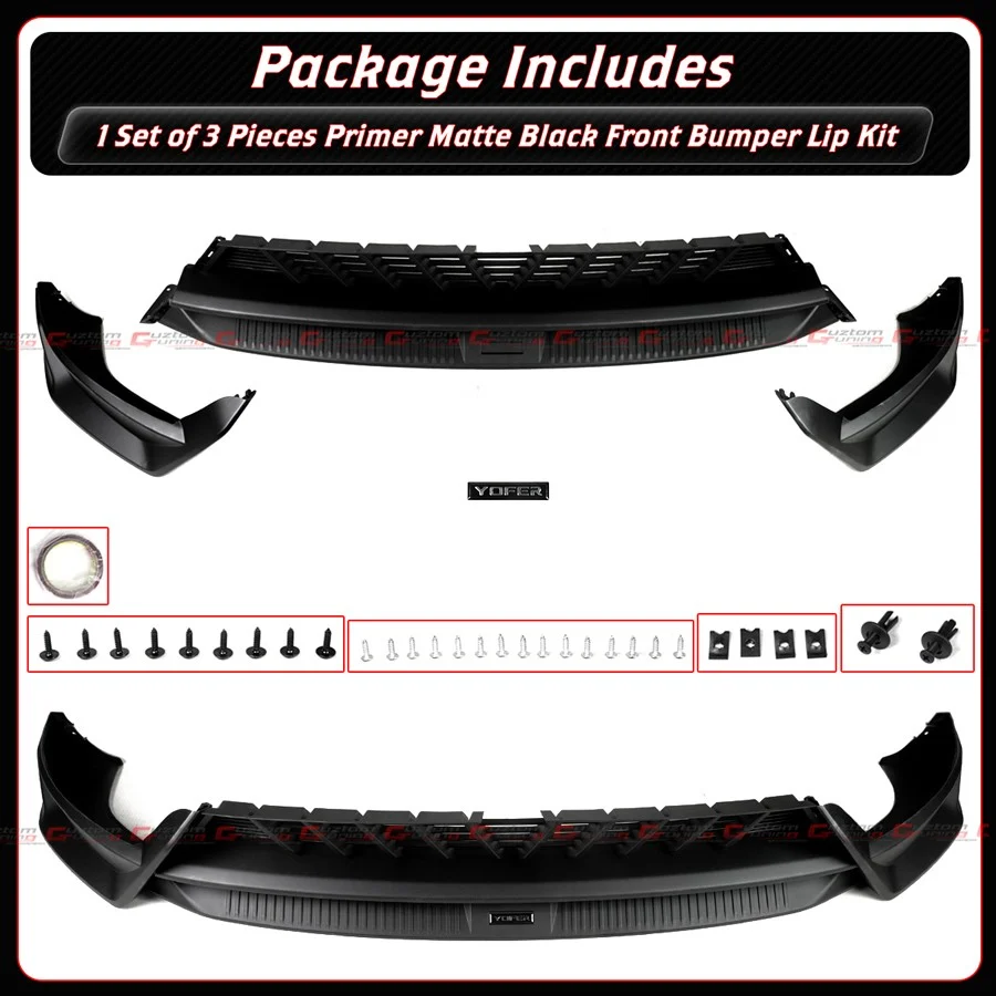 For 2025-2026 Tesla Model Y Juniper Matte Black Front Bumper Lip Kit By Yofer - Image 4
