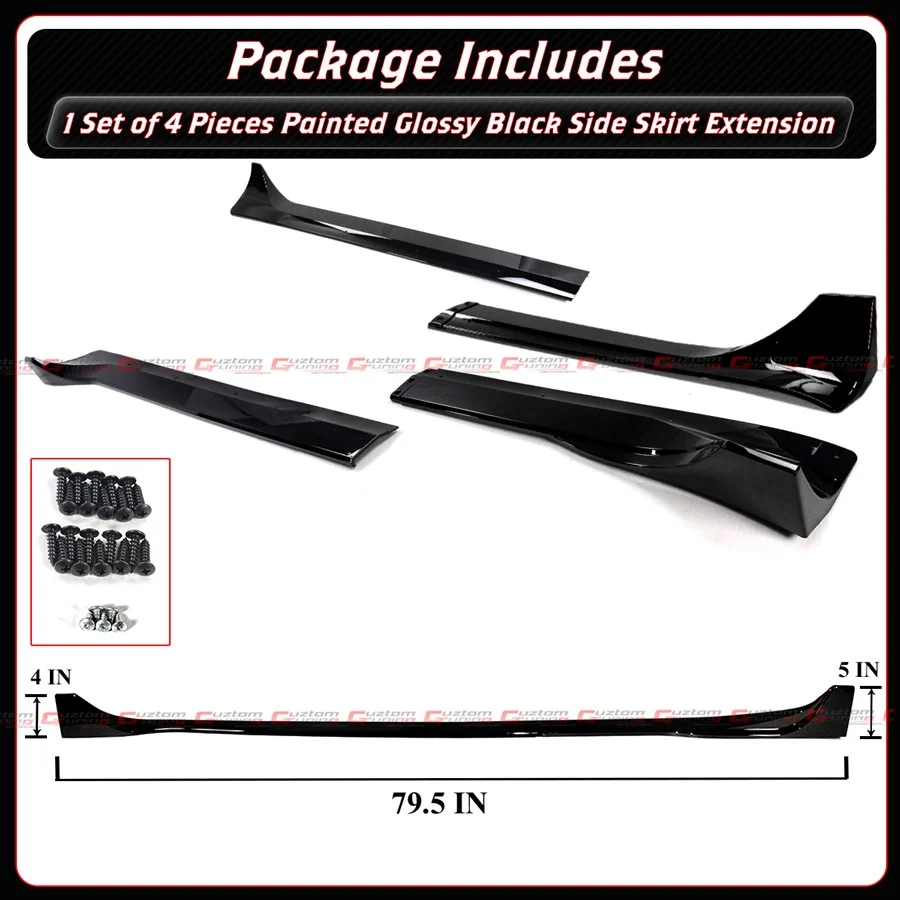For 2025-2026 Tesla Model Y Juniper Winglet Style Gloss Black Side Skirt Extension - Image 4