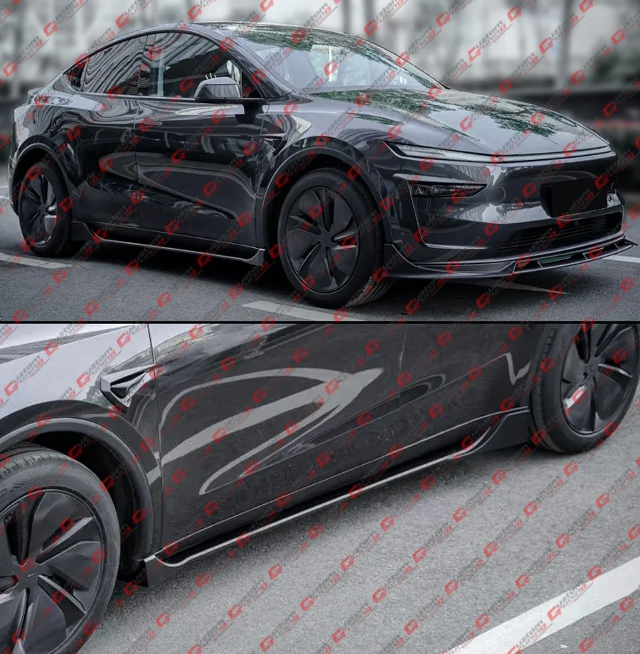 For 2025-2026 Tesla Model Y Juniper Winglet Style Gloss Black Side Skirt Extension - Image 9