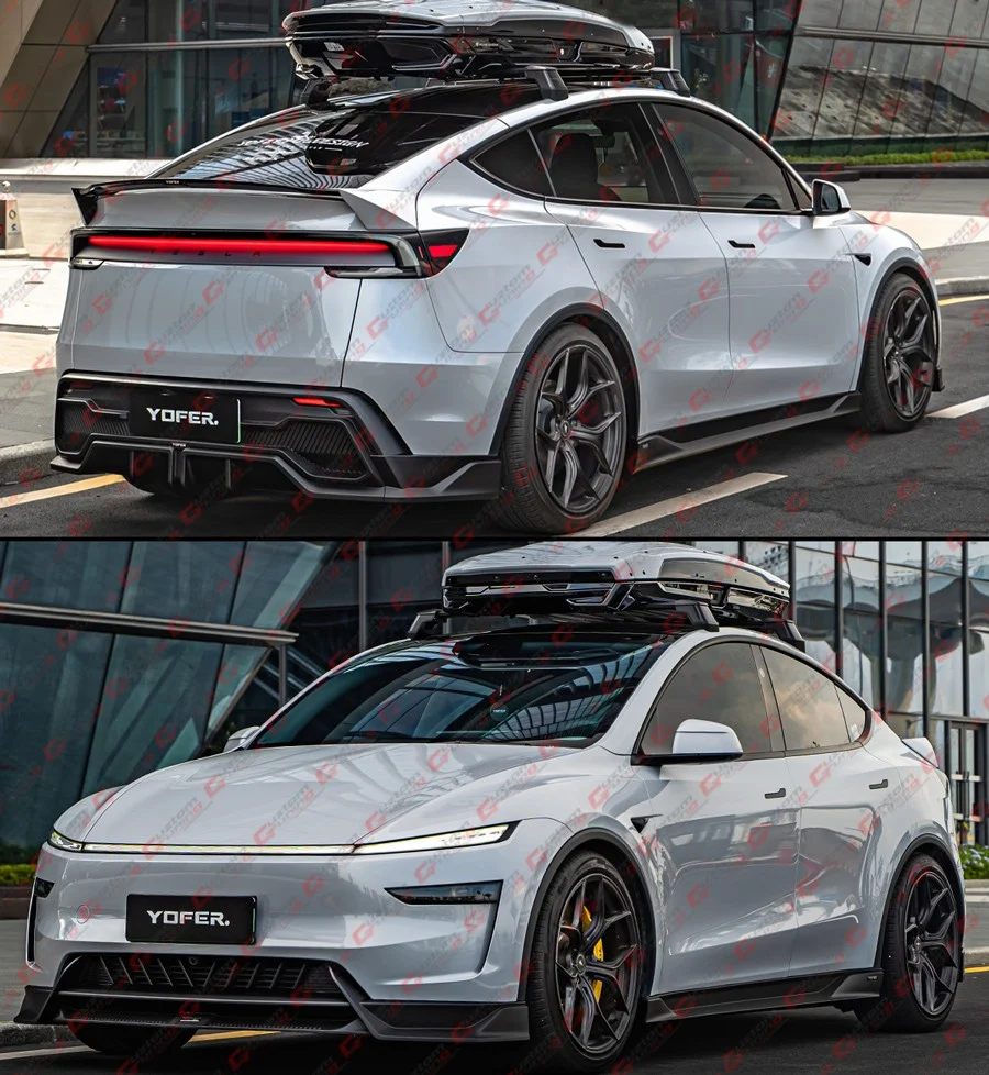 For 2025-2026 Tesla Model Y Juniper Yofer Design Gloss Black Side Skirt Extension - Image 10