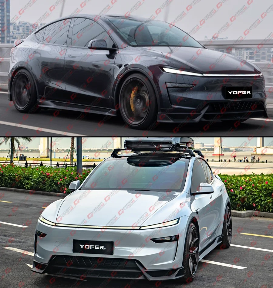 For 2025-2026 Tesla Model Y Juniper Yofer Design Gloss Black Side Skirt Extension - Image 11