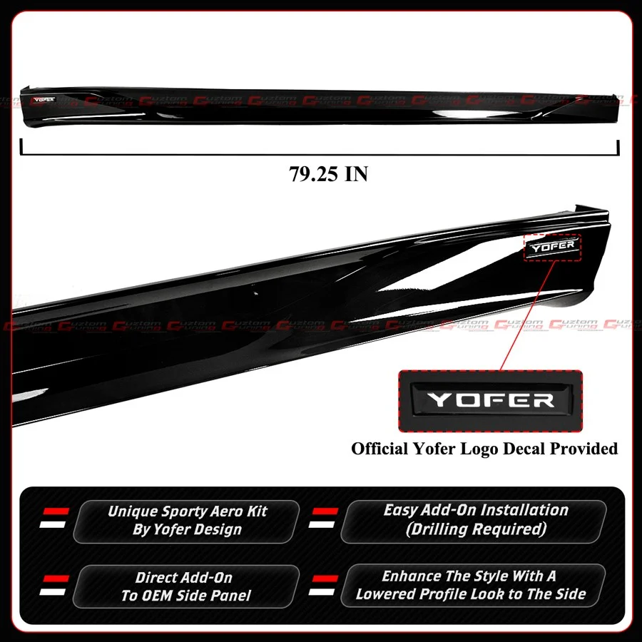 For 2025-2026 Tesla Model Y Juniper Yofer Design Gloss Black Side Skirt Extension - Image 7