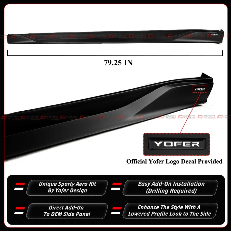 For 2025-2026 Tesla Model Y Juniper Yofer Design Matte Black Side Skirt Extension - Image 4