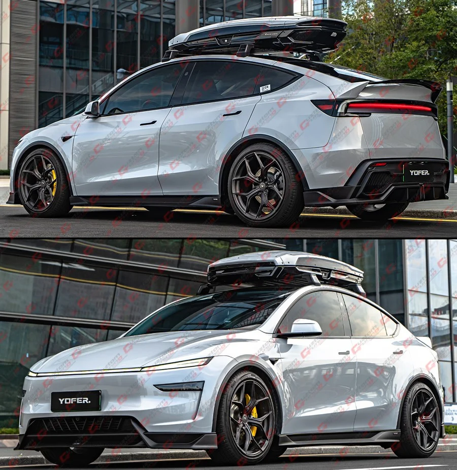 For 2025-2026 Tesla Model Y Juniper Yofer Design Matte Black Side Skirt Extension - Image 5