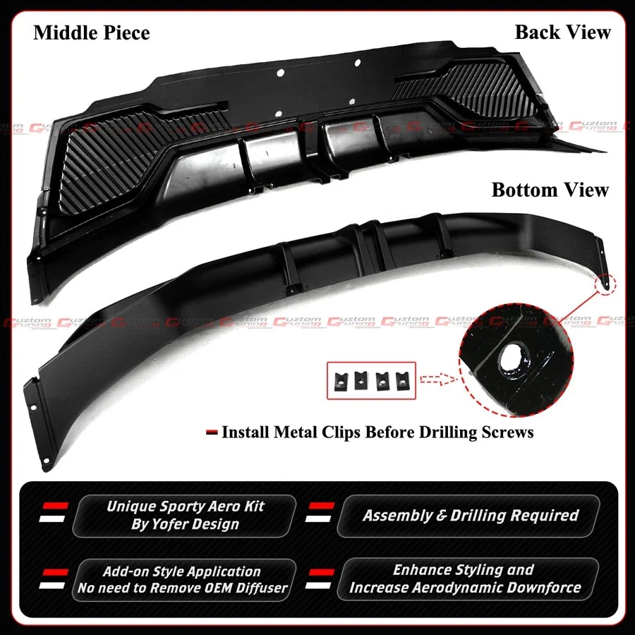 For 2025-2026 Tesla Model Y Juniper Yofer Matte Black Rear Bumper Diffuser Kit - Image 5