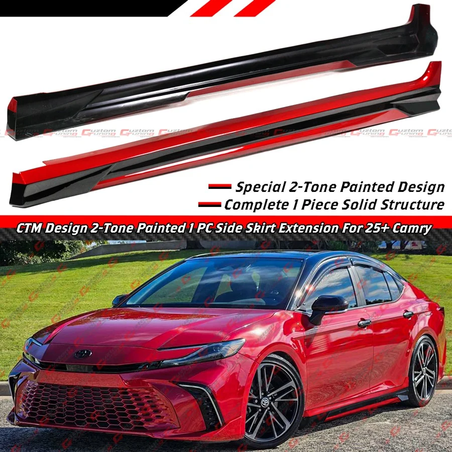 For 2025-2026 Toyota Camry CTM Supersonic Red Black 2-Toned Side Skirt Extension - Image 2