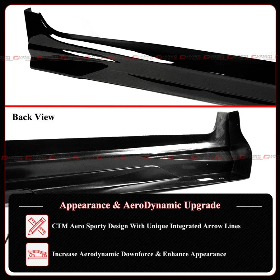 For 2025 2026+ Toyota Camry LE SE XSE XLE CTM Design Gloss Black Side Skirt Extension - Image 5