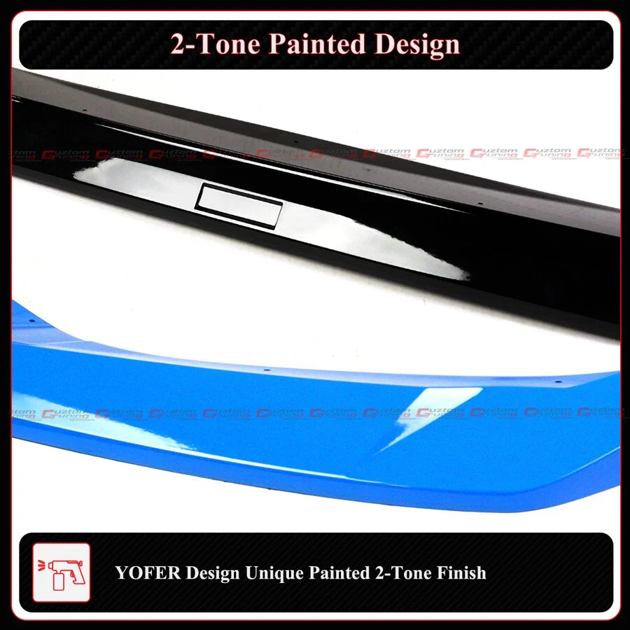 For 2025-2026 Honda Civic Yofer Boost Blue Black 2 Tone Front Bumper Lip Splitter - Image 7