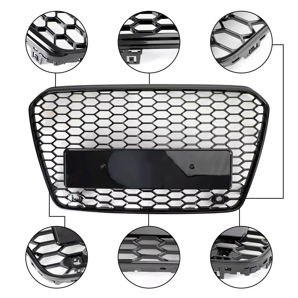 For Audi A5 S5 B8.5 2013-2016 Front Bumper Grille Honeycomb Grill Gloss Black US - Image 2