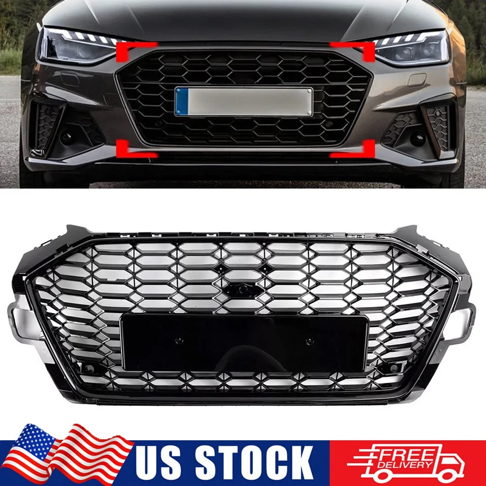 For Audi B9.5 A4 Sline S4 2020-2022 Front Bumper Grill Honeycomb Center Grille - Image 3