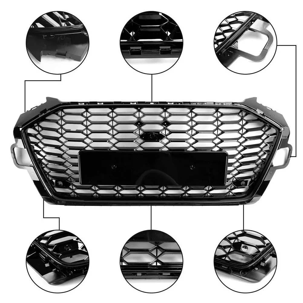 For Audi B9.5 A4 Sline S4 2020-2022 Front Bumper Grill Honeycomb Center Grille - Image 4