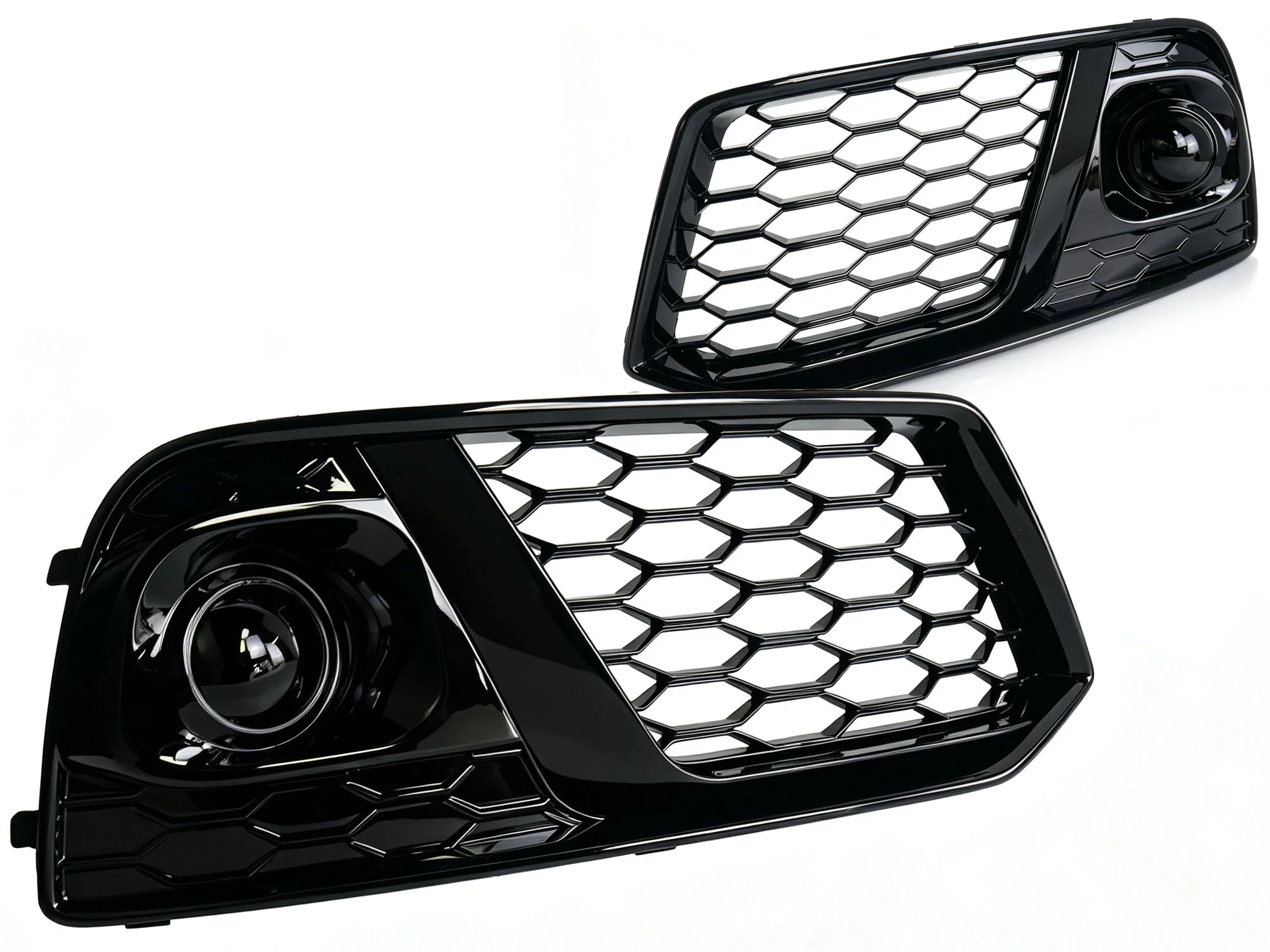 For Audi Q5 Non S-line 2018-2020 Gloss Black Front Honeycomb Mesh Grill+Fog Lamp Cover Bezels - Image 10