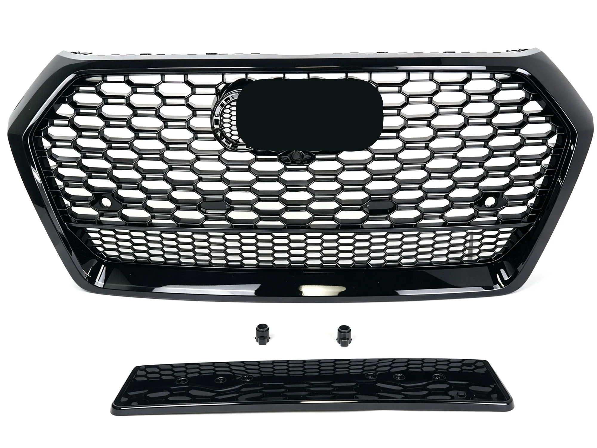 For Audi Q5 Non S-line 2018-2020 Gloss Black Front Honeycomb Mesh Grill+Fog Lamp Cover Bezels - Image 6