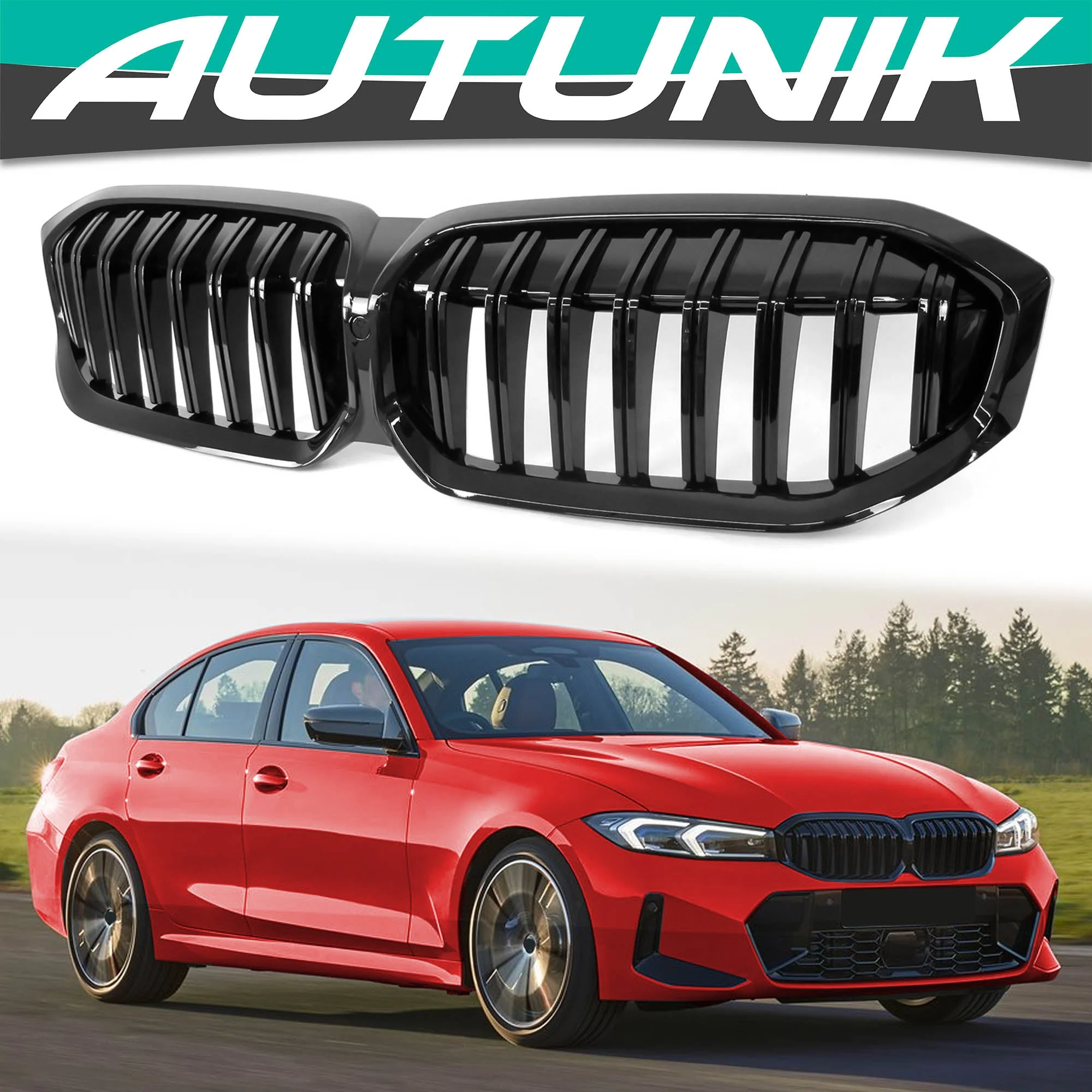 Gloss Black Front Kidney Grille Grill Fit For BMW G20 320i 330i M340i 2023-2024 2025