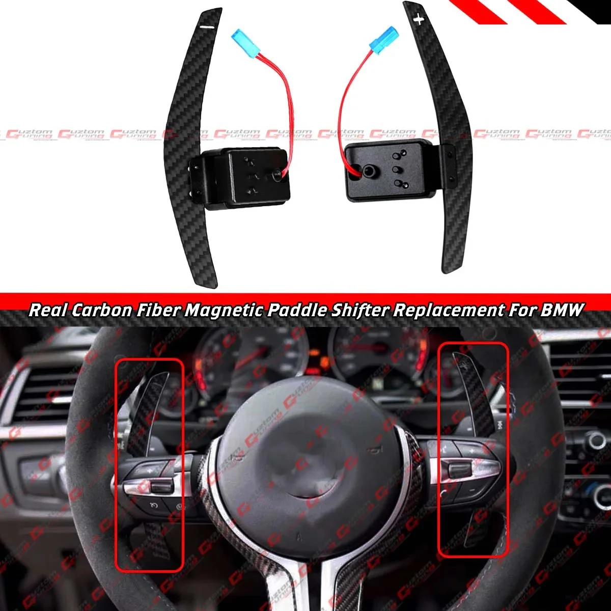 For BMW F30 F32 F87 F80 F82 V2 Carbon Fiber Replacement Magnetic Paddle Shifter