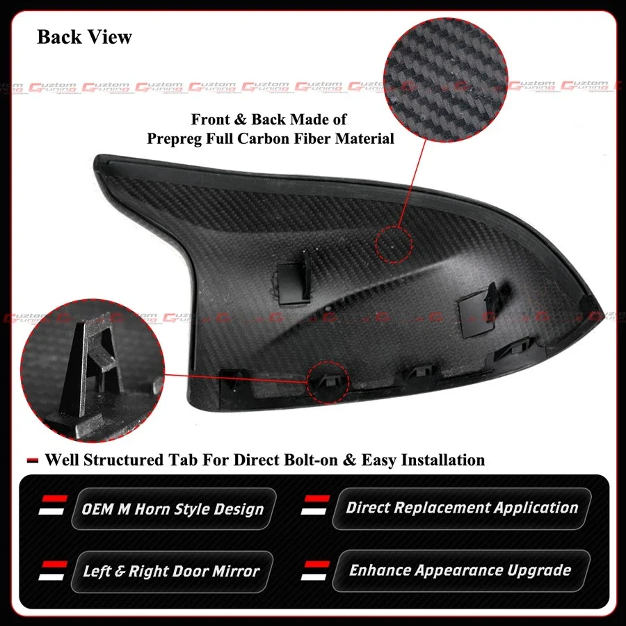 For BMW F98 X4M F95 X5M F96 X6M M40i Full Carbon Fiber Replacement Mirror Caps - Image 3