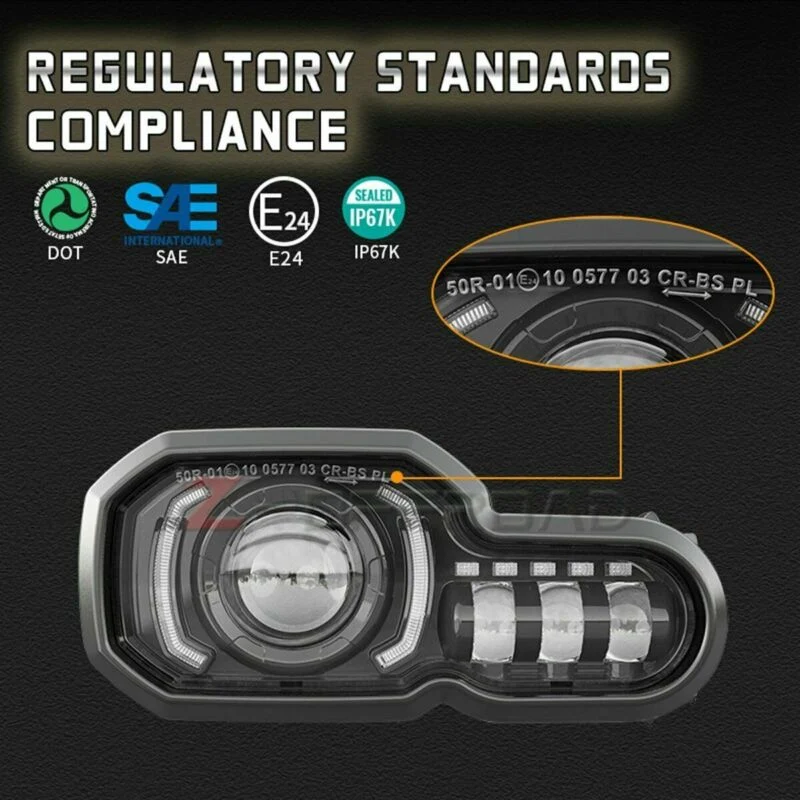 For F650GS/F700GS/F800GS/F800GS LED Headlight Assembly with Angel Eye DRL DOT - Image 4