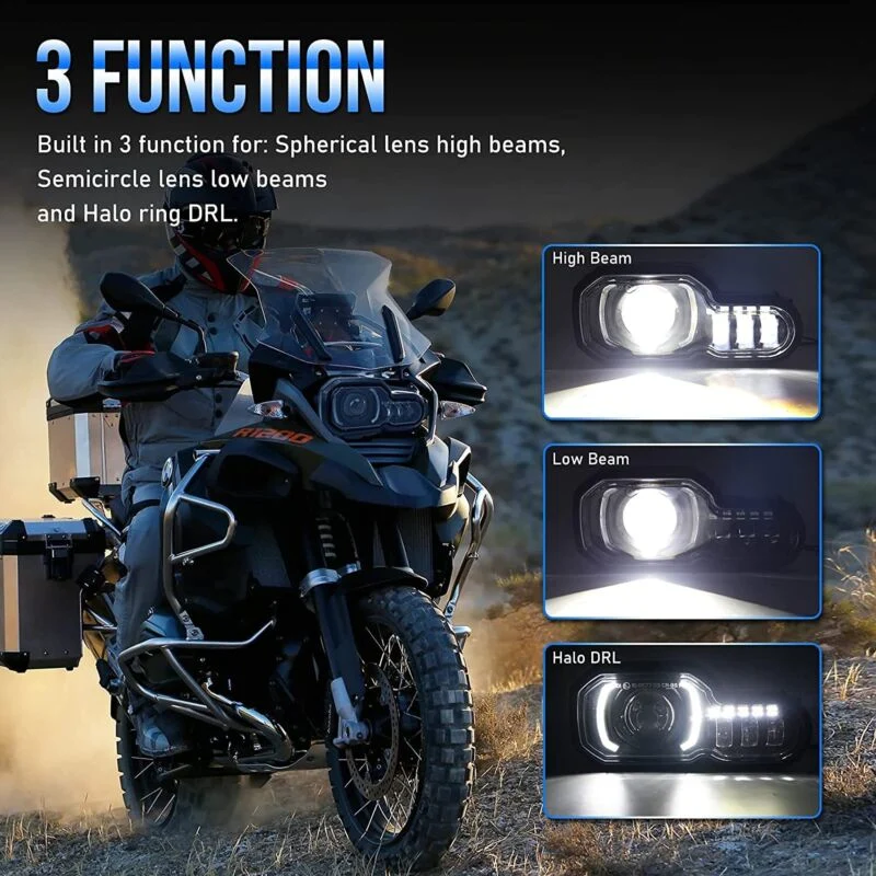For F650GS/F700GS/F800GS/F800GS LED Headlight Assembly with Angel Eye DRL DOT - Image 5