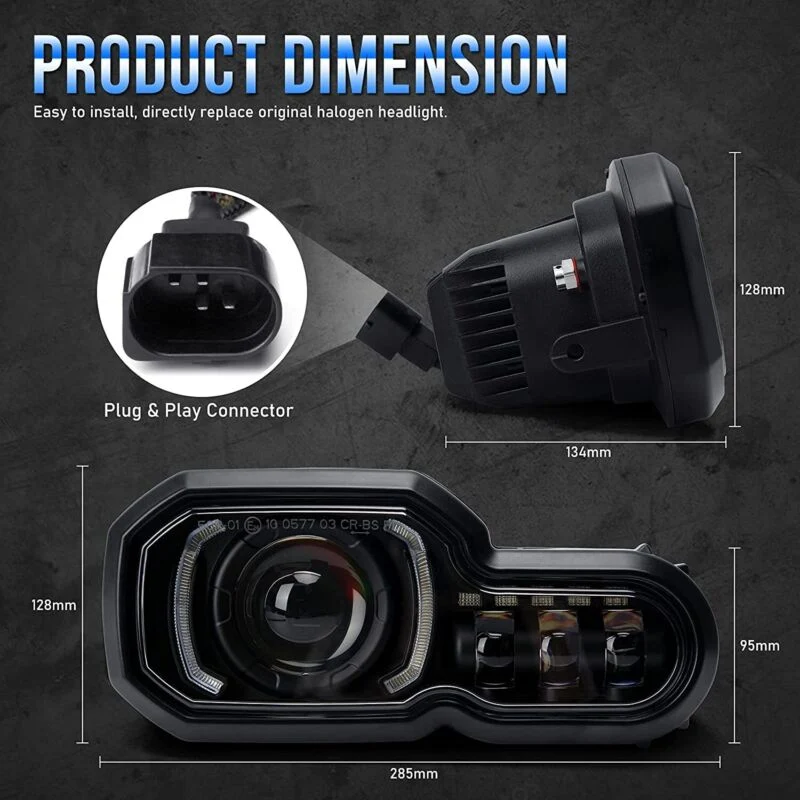 For F650GS/F700GS/F800GS/F800GS LED Headlight Assembly with Angel Eye DRL DOT - Image 6