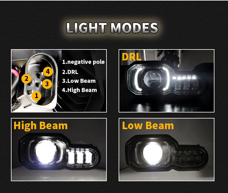 For F650GS/F700GS/F800GS/F800GS LED Headlight Assembly with Angel Eye DRL DOT - Image 7