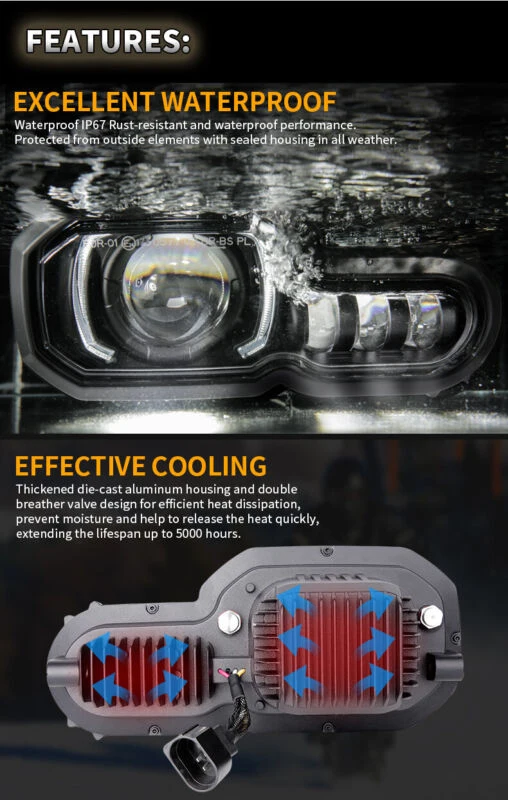 For F650GS/F700GS/F800GS/F800GS LED Headlight Assembly with Angel Eye DRL DOT - Image 9