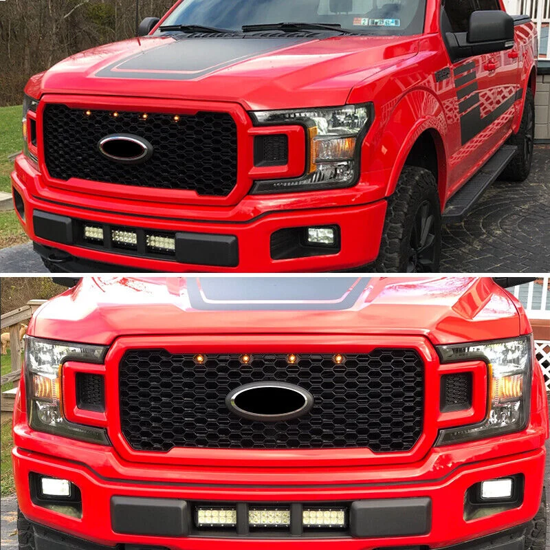 For Ford F-150 F150 2018-20 Front Radiator Grille Grill Assembly Race Red - Image 2