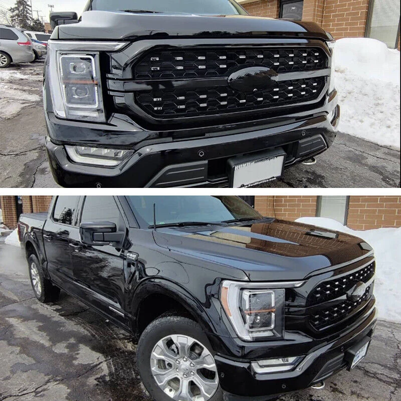 For Ford F-150 F150 Platinum 2021-2023 Agate Black Front Bumper Grille Assembly - Image 3